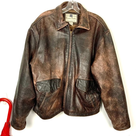 GAP Other - GAP Vintage 90s Brown Leather Bomber Jacket M